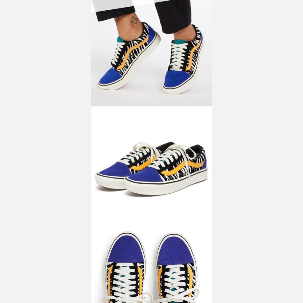Vans Womens Comfycush Old Skool Zebra Mixed Media Fashion Sneakers